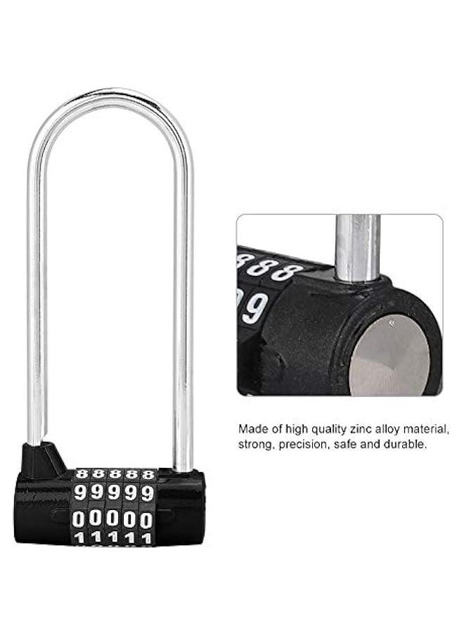 Generic 5 Digit Combination Alloy Padlock,U-Shape Security Code Lock Extra Long Cabinet Door Padlock Locker Lock, Re-settable Combo Lock, Gym Locker, School Locker, (Black)  - Image 3