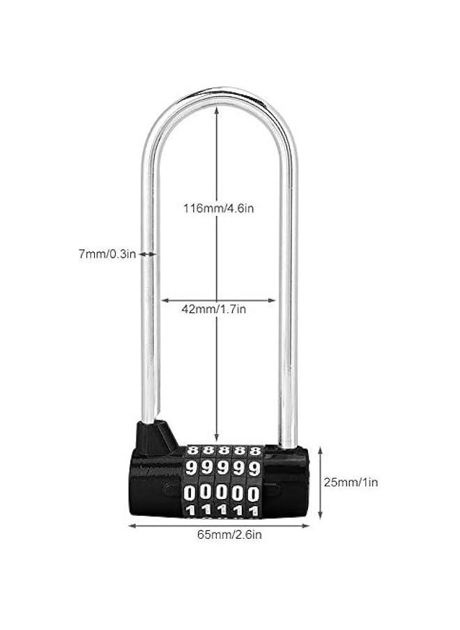 Generic 5 Digit Combination Alloy Padlock,U-Shape Security Code Lock Extra Long Cabinet Door Padlock Locker Lock, Re-settable Combo Lock, Gym Locker, School Locker, (Black)  - Image 4