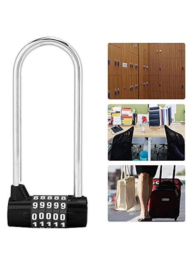 Generic 5 Digit Combination Alloy Padlock,U-Shape Security Code Lock Extra Long Cabinet Door Padlock Locker Lock, Re-settable Combo Lock, Gym Locker, School Locker, (Black)  - Image 5