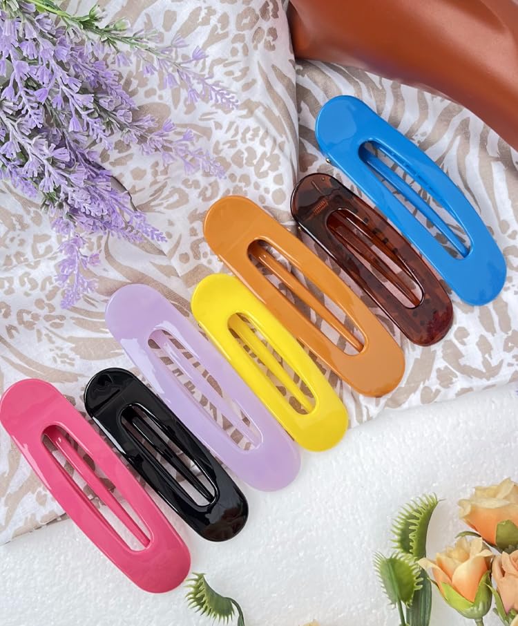 RC ROCHE ORNAMENT RC ROCHE 6 قطع مشابك شعر مسطحة للمراة لتثبيت الشعر بدون تجاعيد، مشابك جانبية انزلاقية للشعر السميك والطويل، مشبك على شكل منقار بطة، فرنسي ضد الرأس، مشبك لتصفيف الشعر، متوسط كلاسيكي - Image 3