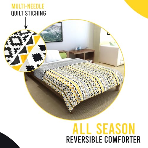 Divine Casa Everyday Use 150 GSM Reversible Comforter for Double Bed | Lightweight & Breathable Blanket | Size 254 x 230 cm | Abstract | Mustard Mint - Image 5