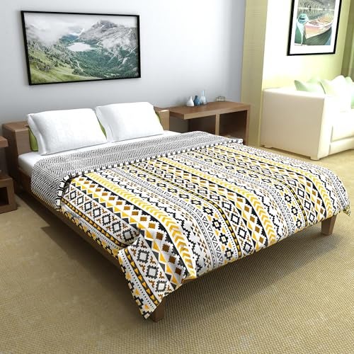 Divine Casa Everyday Use 150 GSM Reversible Comforter for Double Bed | Lightweight & Breathable Blanket | Size 254 x 230 cm | Abstract | Mustard Mint - Image 3