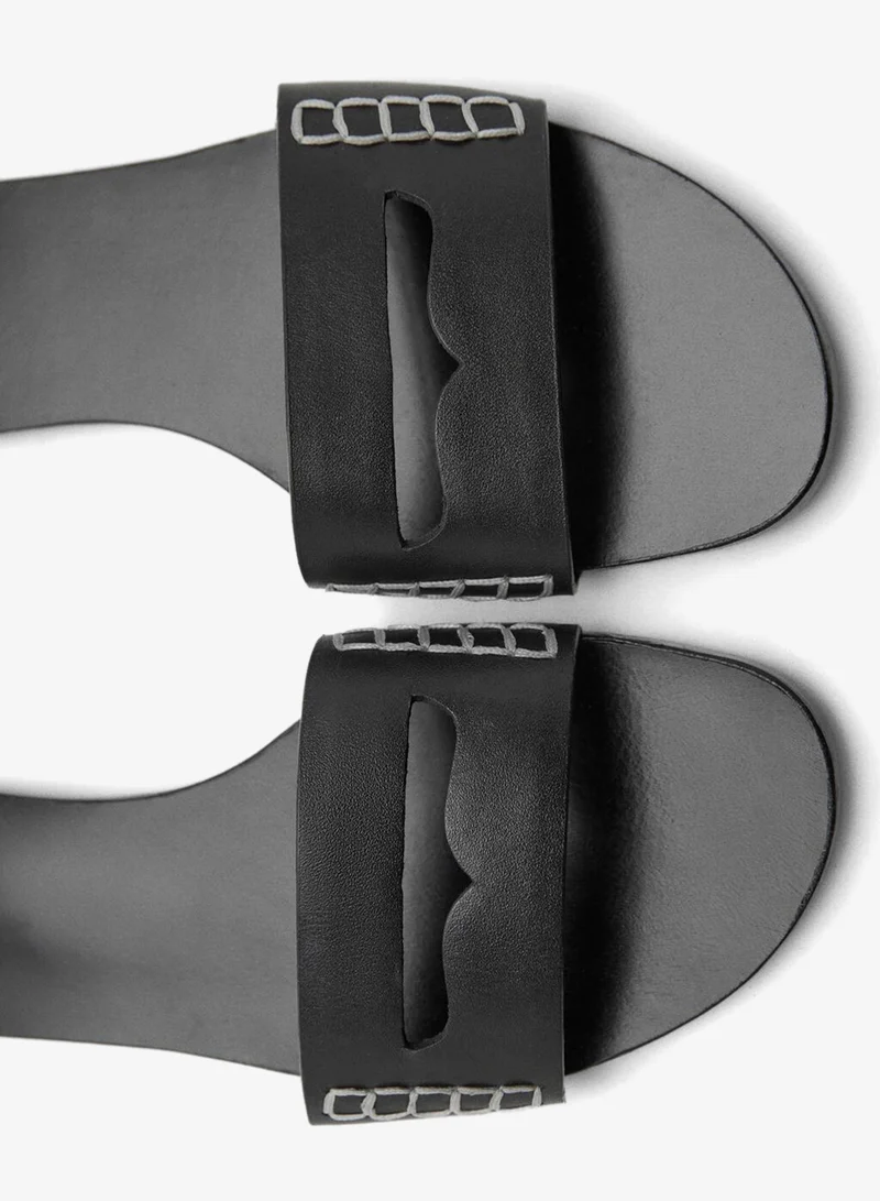 Mango  Leather sandals with a wide strap for Women | Best Price UAE