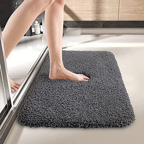 VNQ Premium Microfiber Bath Mats Anti Slip Water Soak Size 40X60 Cm, Pack of 1, Grey, Large Rectangle - Image 1