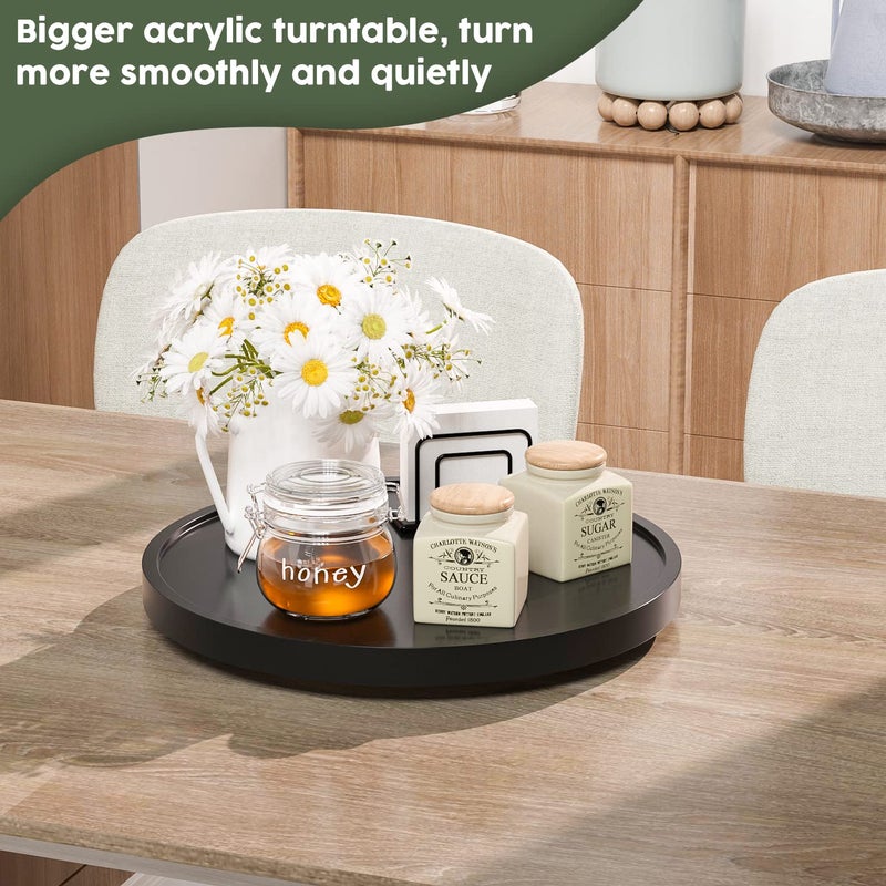 VeyFey Lazy Susan for Table, 12 Inch Non-Skid bamboo turntable organizer for salt pepper spices and olive oil next to stove, Wooden lazy susan organizer for Kitchen Countertop Organizer Black - Image 3