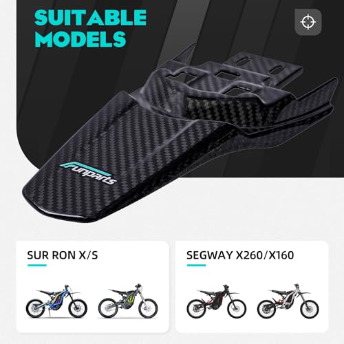 Funparts Sur Ron Rear Fender,Carbon Fiber Motorcycle Fender Mud Guard for Surron Sur Ron Light Bee X/S Segway X260 X160 Electric Dirt Bike - Image 2