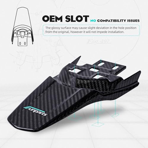 Funparts Sur Ron Rear Fender,Carbon Fiber Motorcycle Fender Mud Guard for Surron Sur Ron Light Bee X/S Segway X260 X160 Electric Dirt Bike - Image 3