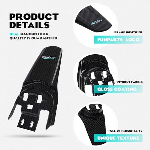 Funparts Sur Ron Rear Fender,Carbon Fiber Motorcycle Fender Mud Guard for Surron Sur Ron Light Bee X/S Segway X260 X160 Electric Dirt Bike - Image 5