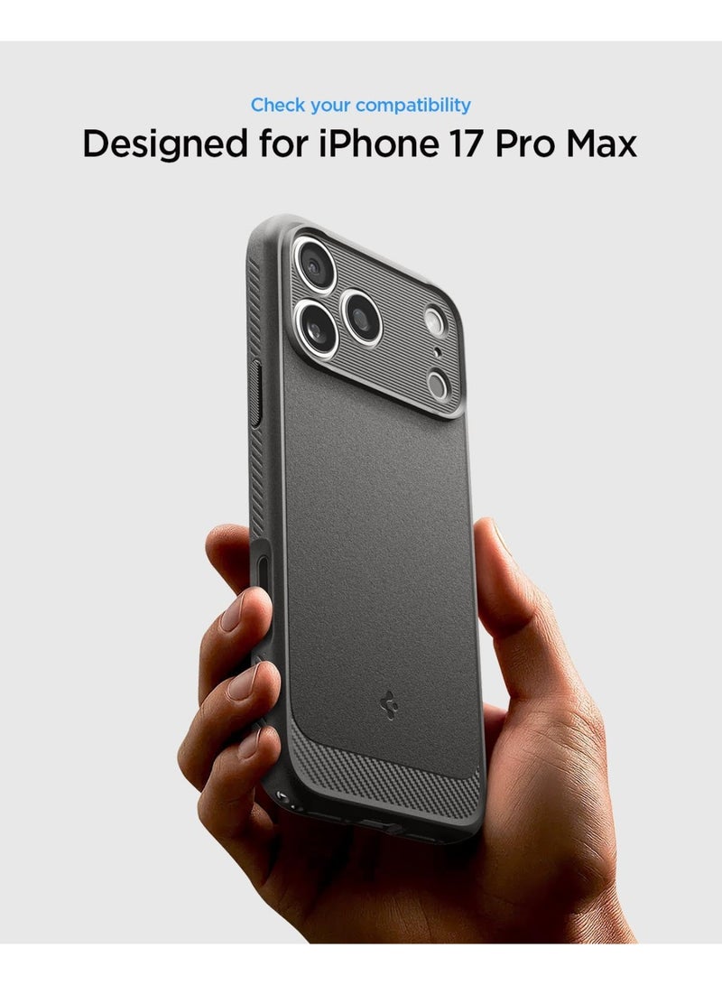 Spigen غطاء حماية Rugged Armor MagFit لجهاز iPhone 17 Pro MAX مع MagSafe وملمس ألياف الكربون (2025) - رمادي - Image 2