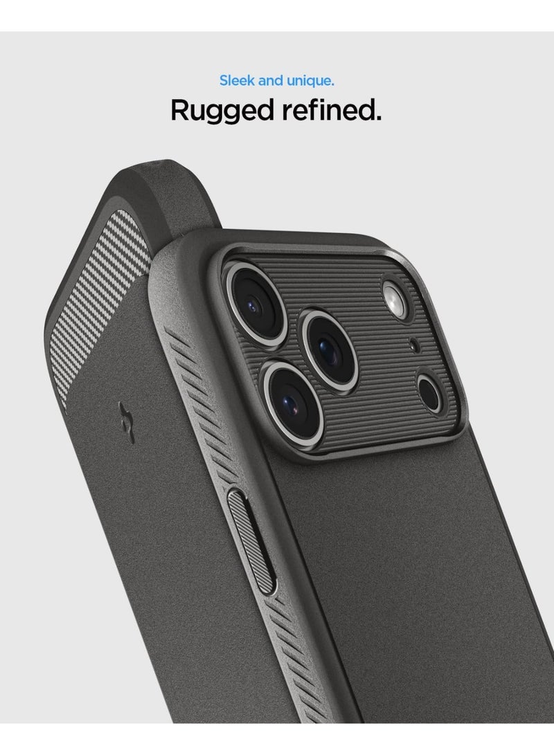 Spigen غطاء حماية Rugged Armor MagFit لجهاز iPhone 17 Pro MAX مع MagSafe وملمس ألياف الكربون (2025) - رمادي - Image 4