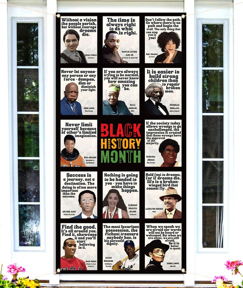 Pudodo Black History Month Door Cover February African American Famous People Classroom Front Door Banner Photography Decoration - Image 1