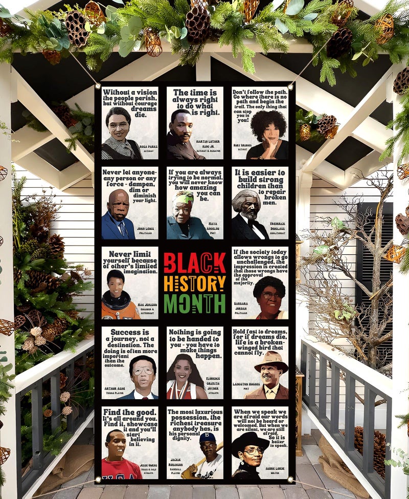 Pudodo Black History Month Door Cover February African American Famous People Classroom Front Door Banner Photography Decoration - Image 4