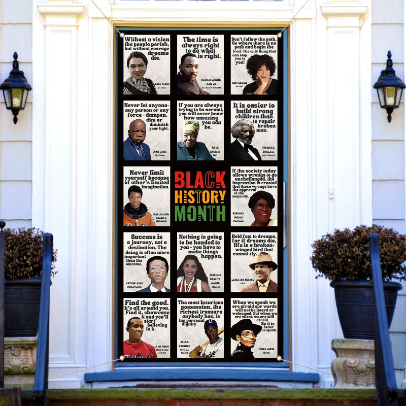 Pudodo Black History Month Door Cover February African American Famous People Classroom Front Door Banner Photography Decoration - Image 2