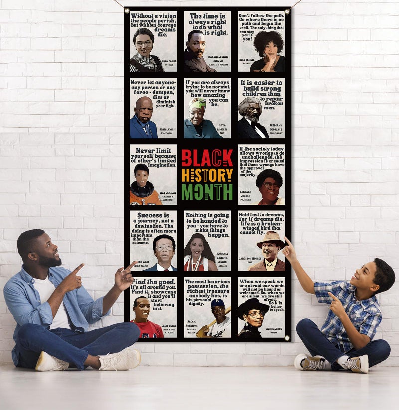 Pudodo Black History Month Door Cover February African American Famous People Classroom Front Door Banner Photography Decoration - Image 5