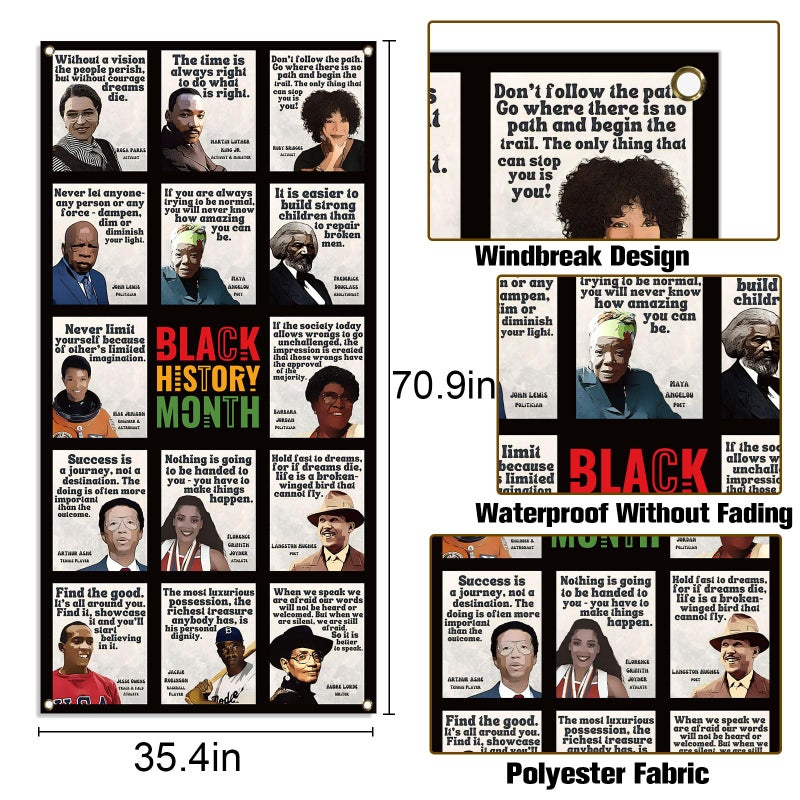 Pudodo Black History Month Door Cover February African American Famous People Classroom Front Door Banner Photography Decoration - Image 3