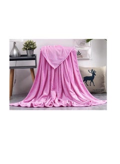 Light weight Extra Soft King Size Solid Blanket all season Flannel Fleece Throw Blanket 200x230cm 100% Polyester-Pink