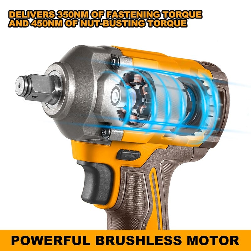 INGCO مفتاح صدمات إنغكو اللاسلكي، عزم الربط: 350Nm، عزم فك الصواميل: 450Nm، LED - Image 2