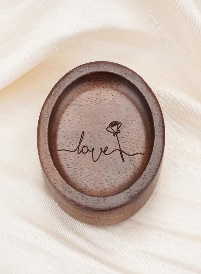 SOITIS Walnut Wooden Ring Tray Wedding Ring Dish Engagement Jewelry Dish for Couples Gift for Anniversary Christmas Birthday -Round - Image 1