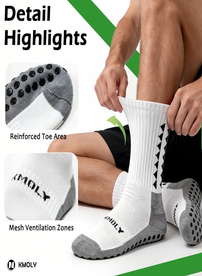 KMOLY 4/6 Pairs Men's Grip Soccer Socks Non Slip Football Basketball Running Yoga Sports Athletic Socks for Men Women (US, Alpha, One Size, Regular, Regular, 3Black/3White) - Image 2