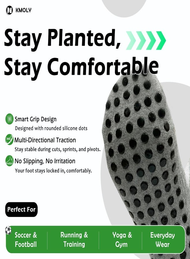 KMOLY 4/6 Pairs Men's Grip Soccer Socks Non Slip Football Basketball Running Yoga Sports Athletic Socks for Men Women (US, Alpha, One Size, Regular, Regular, 3Black/3White) - Image 3