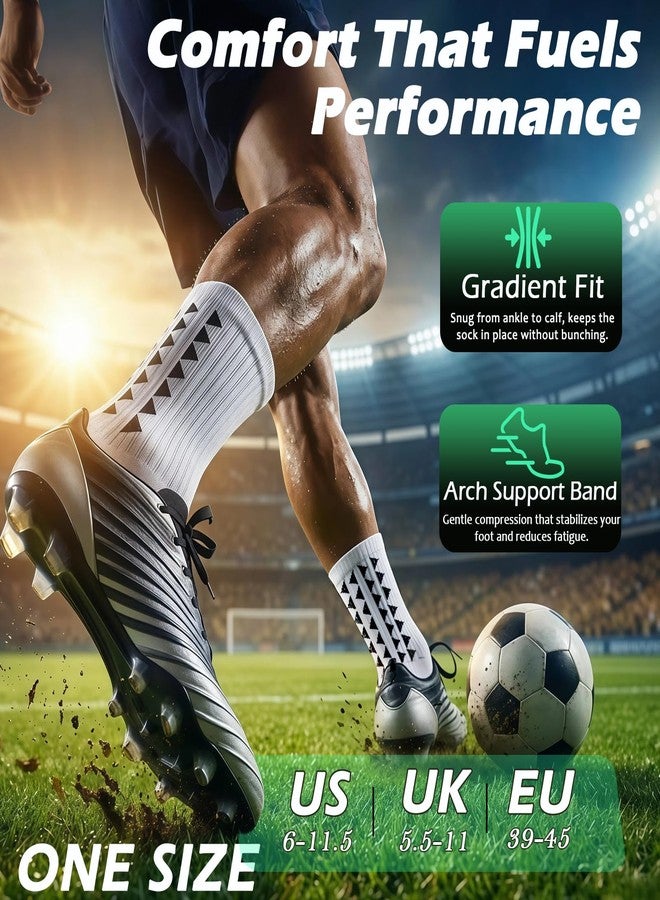 KMOLY 4/6 Pairs Men's Grip Soccer Socks Non Slip Football Basketball Running Yoga Sports Athletic Socks for Men Women (US, Alpha, One Size, Regular, Regular, 3Black/3White) - Image 5