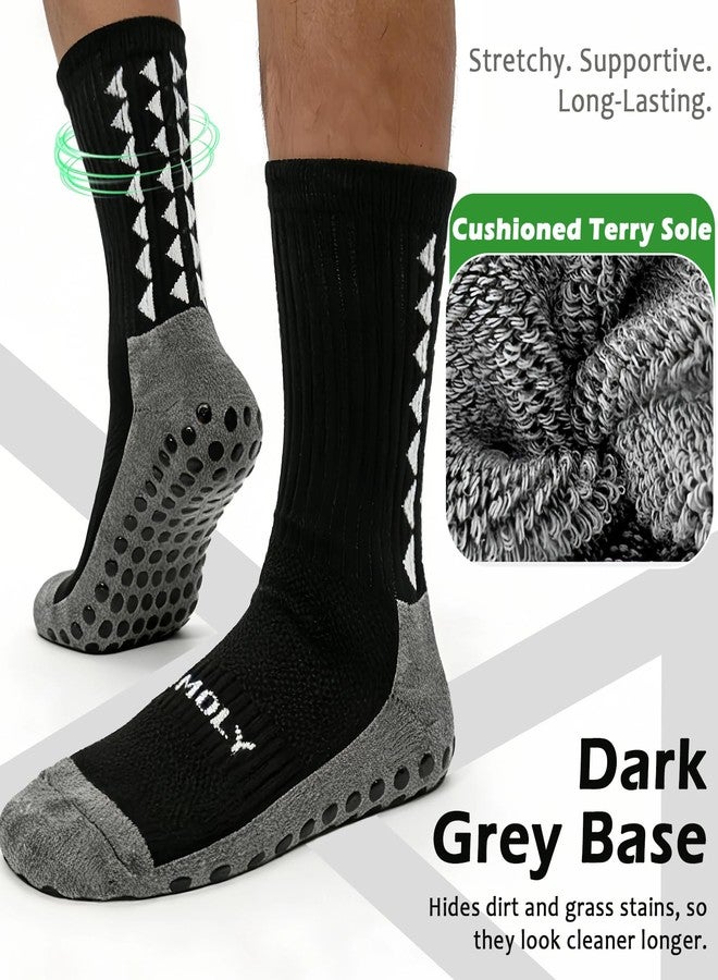 KMOLY 4/6 Pairs Men's Grip Soccer Socks Non Slip Football Basketball Running Yoga Sports Athletic Socks for Men Women (US, Alpha, One Size, Regular, Regular, 3Black/3White) - Image 4