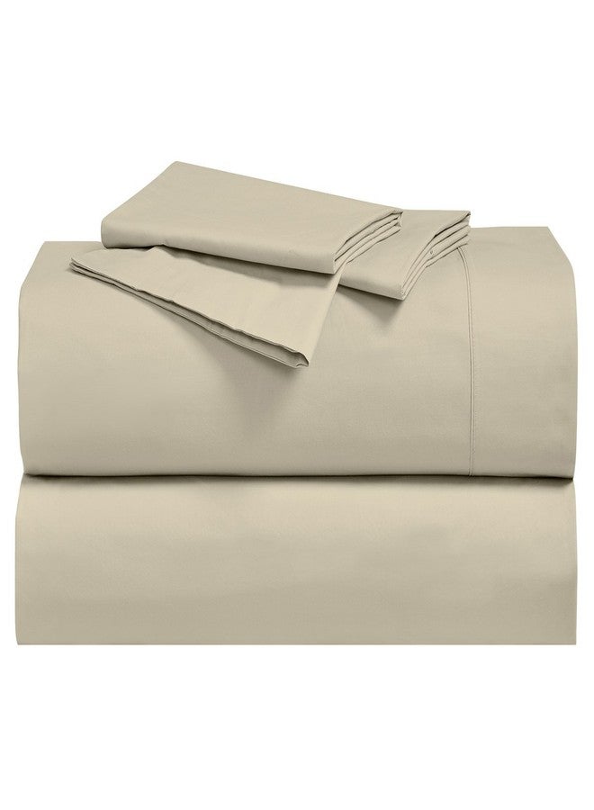 sheetsnthings 100% Cotton Percale Sheets Sets with 15" Deep Pockets (Queen Size, Solid Tan) Crispy Breathable Bed Linens - Image 1
