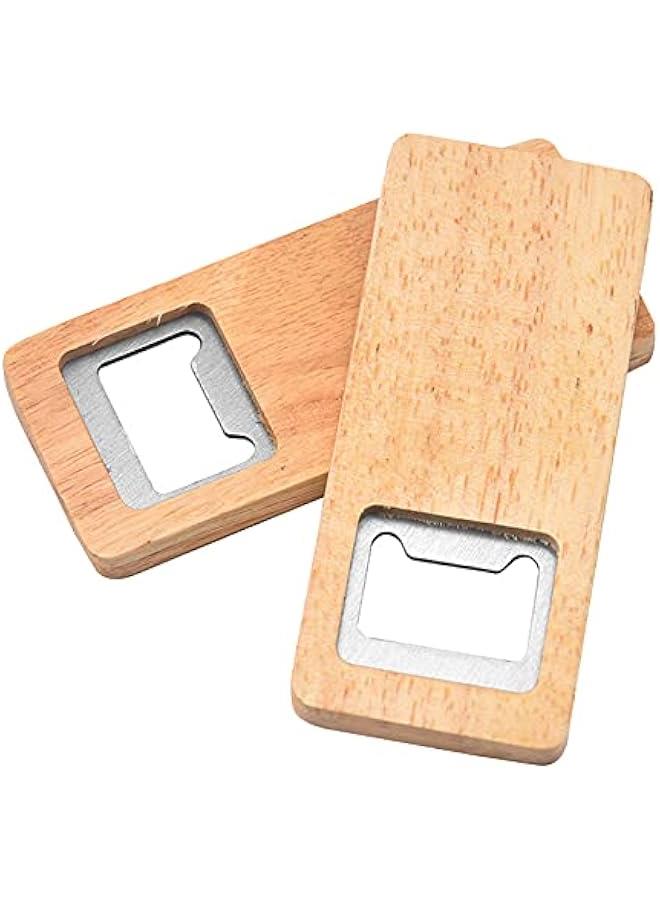 8 Pack Wood Beer Bottle Opener Wooden Handle Corkscrew Steel Square Openers Bar Kitchen Accessories Party Gift - Image 4