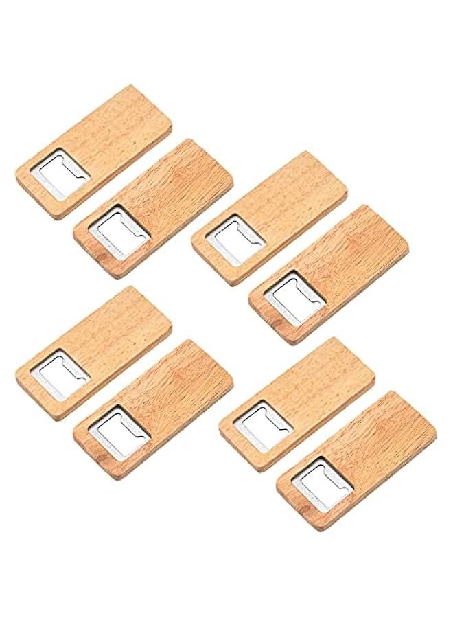 8 Pack Wood Beer Bottle Opener Wooden Handle Corkscrew Steel Square Openers Bar Kitchen Accessories Party Gift - Image 1