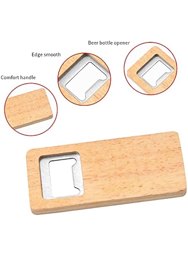 8 Pack Wood Beer Bottle Opener Wooden Handle Corkscrew Steel Square Openers Bar Kitchen Accessories Party Gift - Image 2