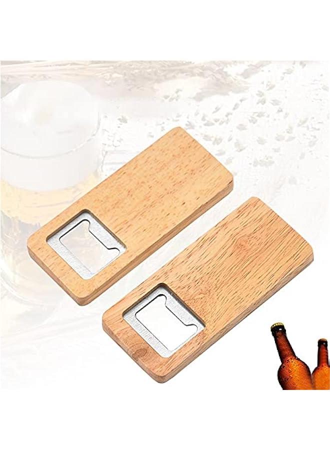 8 Pack Wood Beer Bottle Opener Wooden Handle Corkscrew Steel Square Openers Bar Kitchen Accessories Party Gift - Image 3