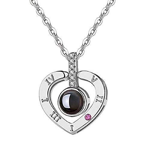 MEENAZ Valentine Gift 18k Rose Silver Platinum I Love You in 100 Different Languages Stylish Heart Chain Pendant Necklace for Women Girls Heart Necklace for woman Anti tarnish jewelry 118 - Image 3