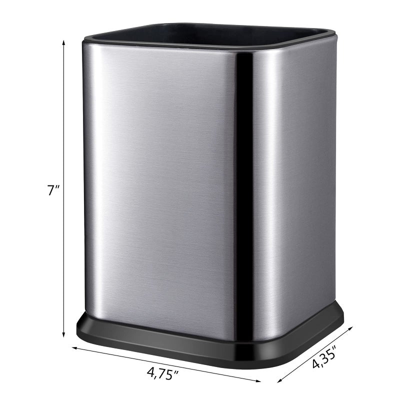 RedCall Stainless Steel Kitchen Utensil Holder for Countertop, Spoon Spatula Organizer,Modern Rectangular Large Cooking Utensil Caddy Counter,Utensil Crock Silver - Image 5