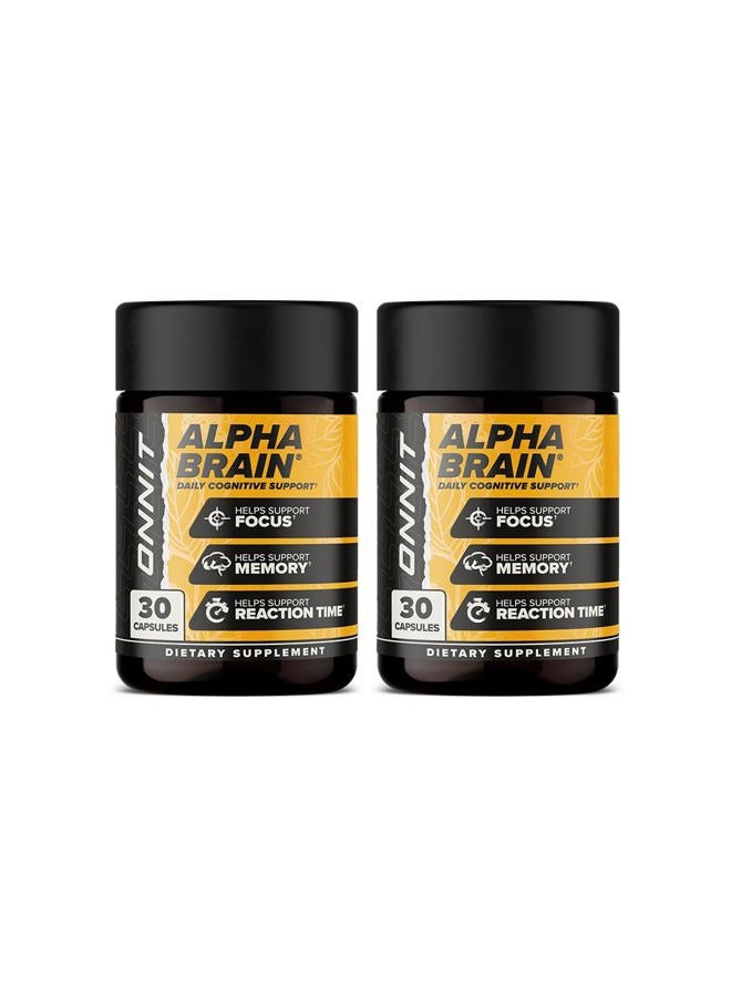 Onnit Alpha Brain (60 Count) - Premium Nootropic Brain Supplement - Focus, & Memory - Alpha GPC, L-Theanine & Bacopa Monnieri 30 Count (2 Pack) - Image 1