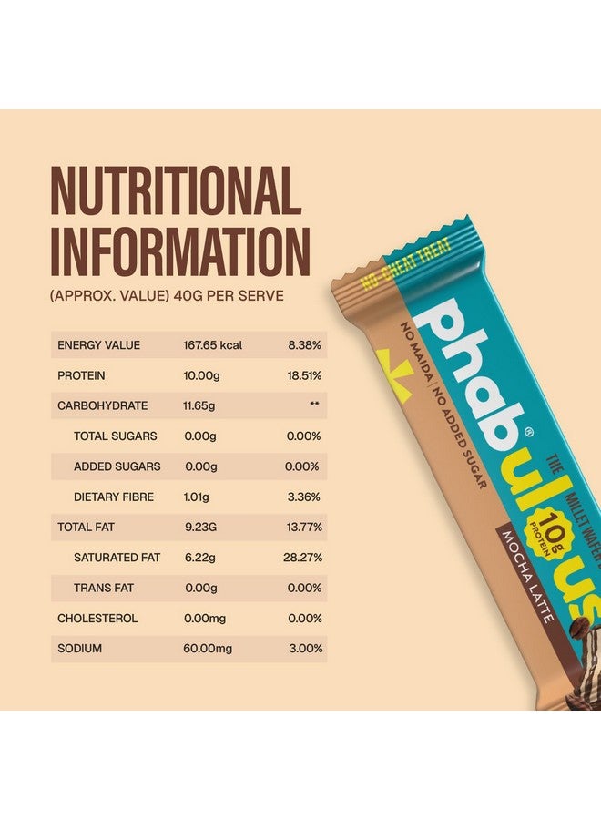 Phab Millet Wafers - Mocha Latte | 10g Protein | 0 Sugar, No Maida, No Preservatives, No Trans Fat | Millet Goodness (Bajra) | Gluten-Free Healthy Snack | Desk-to-Gym Snack | Pack of 10 - Image 5