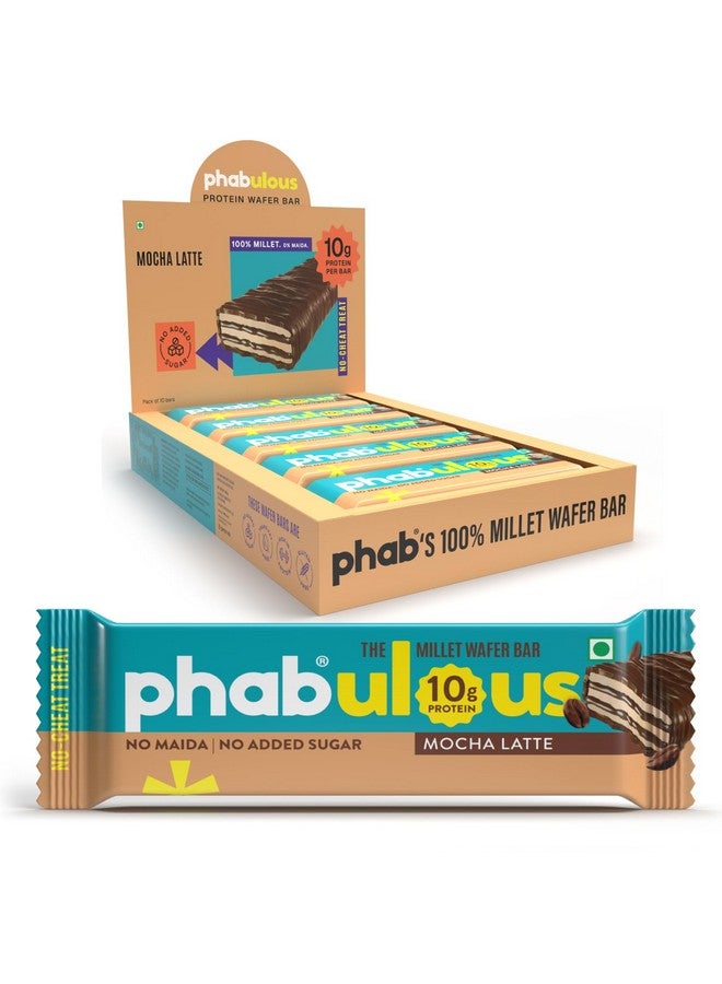 Phab Millet Wafers - Mocha Latte | 10g Protein | 0 Sugar, No Maida, No Preservatives, No Trans Fat | Millet Goodness (Bajra) | Gluten-Free Healthy Snack | Desk-to-Gym Snack | Pack of 10 - Image 1
