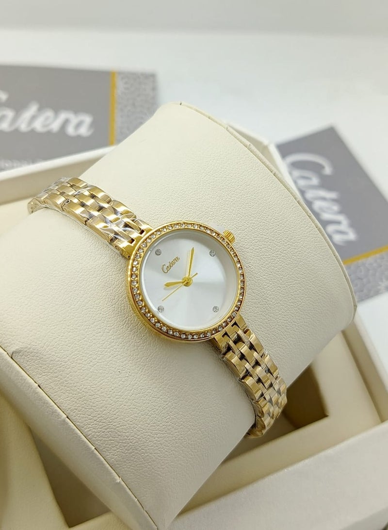 كاتيرا ساعة يد نسائية بسير ستيل ضد الماء عصرية و حديثة وبجودة عالية من Catera