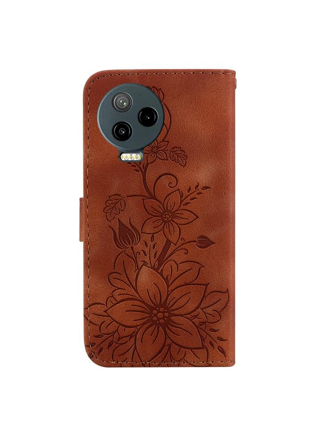 اس-توب جراب لهاتف Infinix Note 12 Pro 4G / Note 12 2023 جراب هاتف من الجلد المنقوش بزهرة الزنبق - Image 3