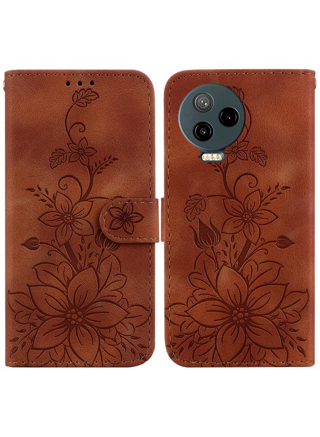 اس-توب جراب لهاتف Infinix Note 12 Pro 4G / Note 12 2023 جراب هاتف من الجلد المنقوش بزهرة الزنبق - Image 1