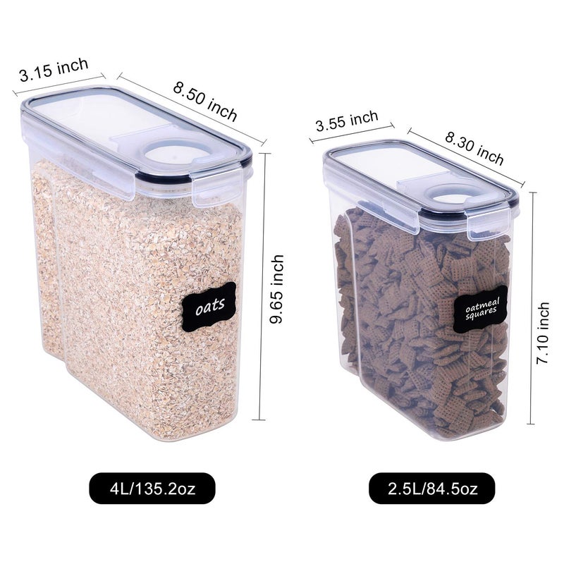 FOOYOO Cereal Containers Storage Set - 6 Piece Airtight Large Dry Cereal Storage Containers(135.2oz)  BPA Free Dispenser Plastic Cereal Storage Containers with 16 Labels & Pen - Image 4
