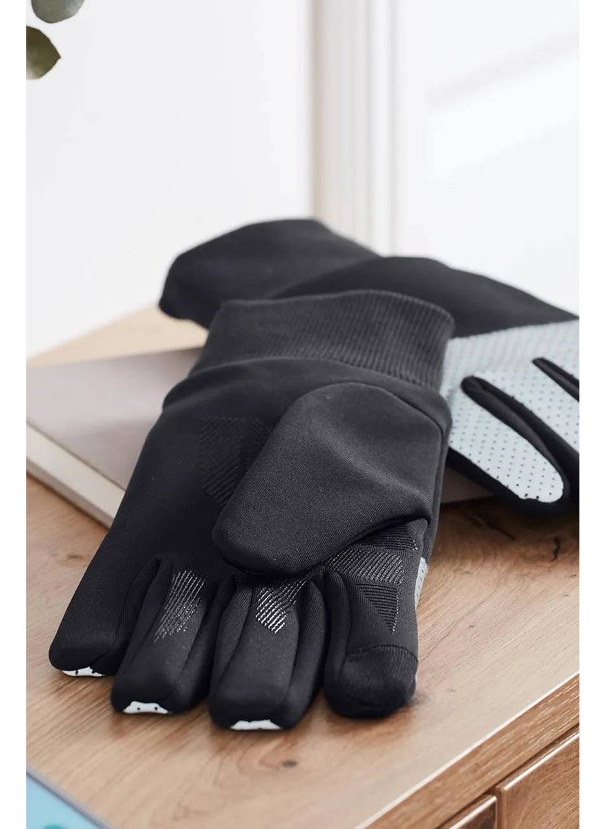 Tchibo Men Windproof With Reflective Insert Gloves, Black  - Image 1