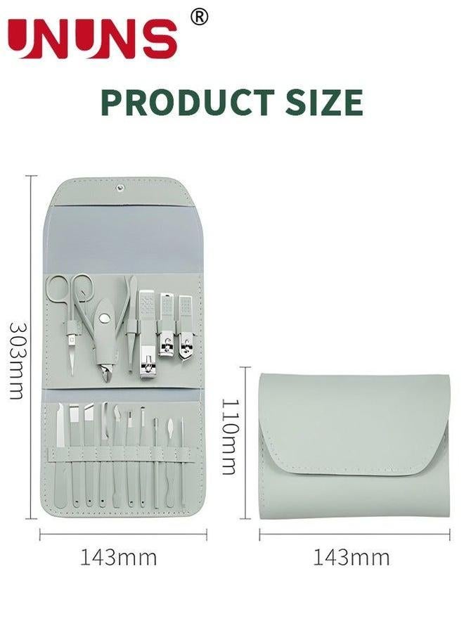 UNUNS 16 Pcs Nail Clipper Set,Manicure Set,Carbon Steel Manicure Kit,Pedicure Kit With Clippers,Personal Care Tools Grooming Luxurious Black Leather Portable Travel Case,Good Household Helper - Image 2