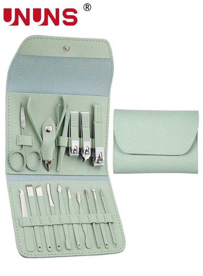UNUNS 16 Pcs Nail Clipper Set,Manicure Set,Carbon Steel Manicure Kit,Pedicure Kit With Clippers,Personal Care Tools Grooming Luxurious Black Leather Portable Travel Case,Good Household Helper - Image 1