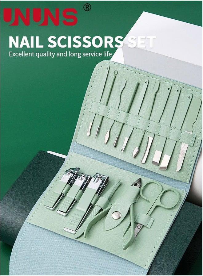 UNUNS 16 Pcs Nail Clipper Set,Manicure Set,Carbon Steel Manicure Kit,Pedicure Kit With Clippers,Personal Care Tools Grooming Luxurious Black Leather Portable Travel Case,Good Household Helper - Image 5