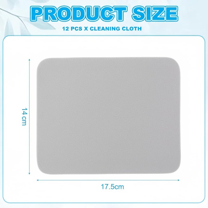 [12PCS] Premium Soft Microfiber Cleaning Polishing Pads - 17.5 x 14 cm, Multi-Use for Polishing Glasses, Watches, Phone Screens, Tablets, Camera Lens (Silver) - Image 2