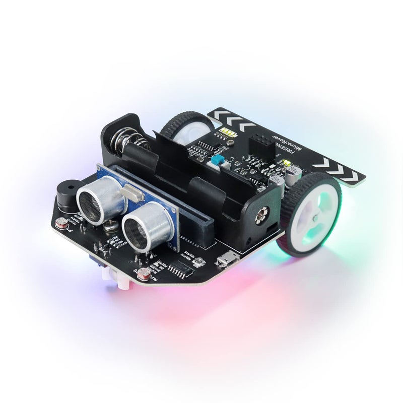 Freenove MicroRover Kit for BBC microbit Not Included Works with V1 V2 Obstacle Avoidance Lighttracing Linetracking Remote Control Playing Melody Colorful lights Blocks and Python Code - Image 2