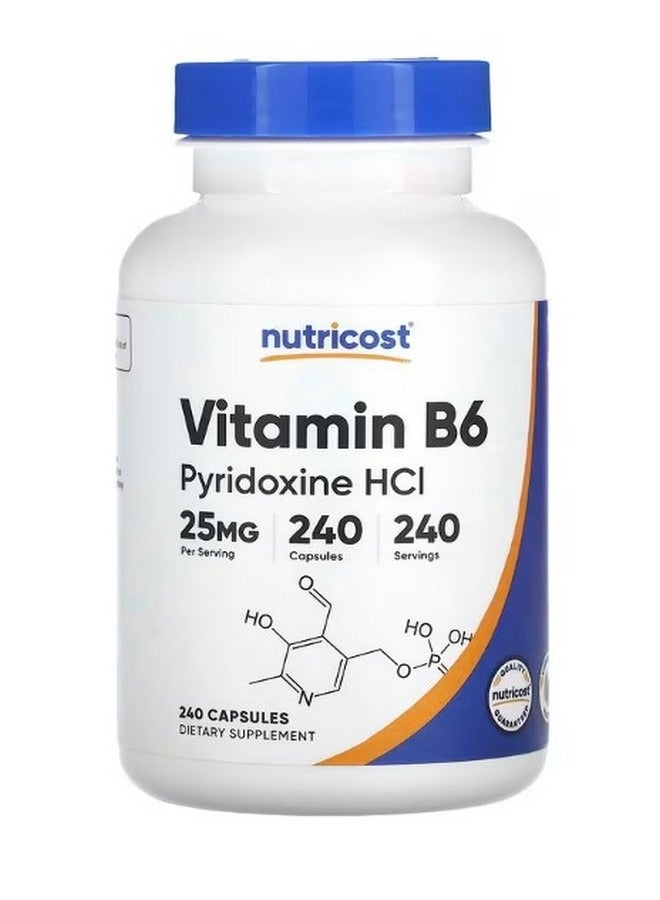 Nutricost Vitamin B6 Pyridoxine Hcl 25 Mg 240 Capsules - Image 1