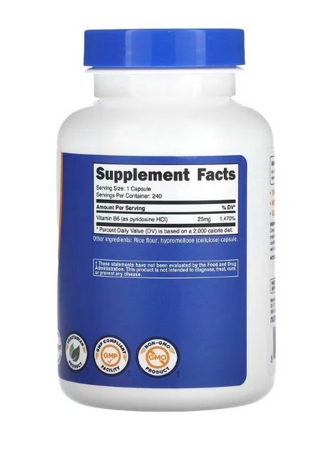 Nutricost Vitamin B6 Pyridoxine Hcl 25 Mg 240 Capsules - Image 2