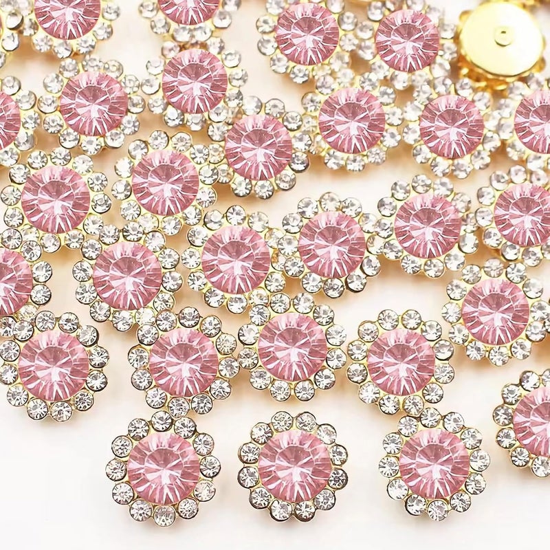 UYTRDVG 120 Pcs 12Mm Sunflower Sew On Rhinestones Crystal Glass Gems  Metal Claw Rhinestones Jewels For Crafts  Glitter Gemstones For Clothes Shoes Cap Earring Belt Sewing Accessories(07 Light Pink) - Image 1