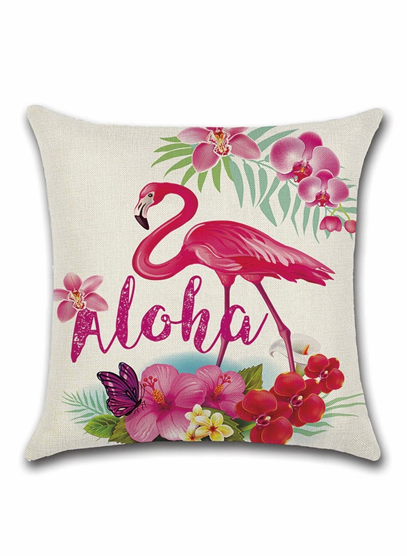 Set of 4 Flamingo Pattern Throw Pillow Covers - Tropical Floral and Leaf Design Cotton Linen Cushion Cases for Sofa, Couch, Bed, and Living Room Decor (18x18 inches, 4 Unique Patterns) - Image 5